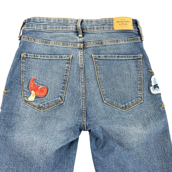 Abercrombie & Fitch Embroidered Floral Super Skinny High Rise Jeans Womens Sz 0 - Picture 5 of 12